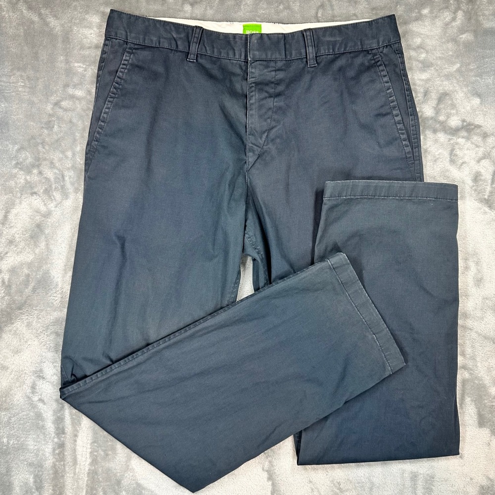 Hugo Boss Green Label Haddys 1-W Navy Blue Chinos Mens 34R Stretch Pants